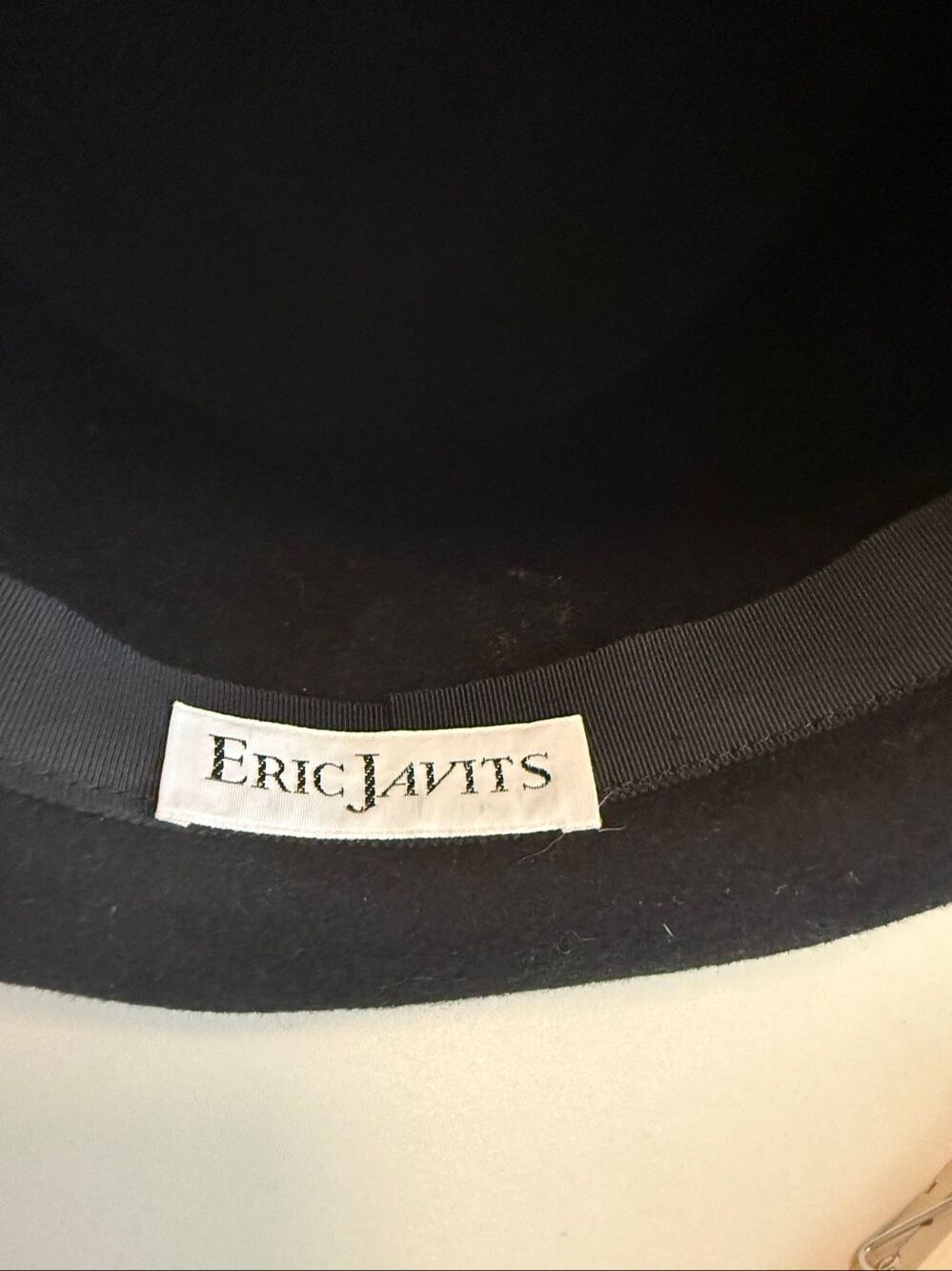 Eric Javitz Black Wool Felt Top Hat Velvet Trim Romantic Goth Victorian Luxury - Picture 7 of 8